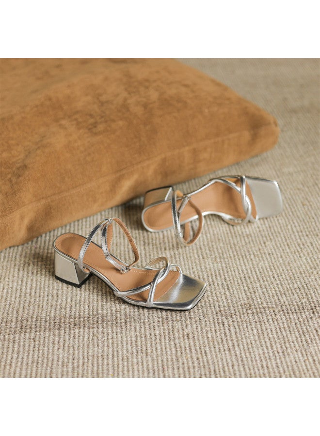 AMOR Simple One-strap Sandals 2025 New Versatile Open-toe Sandals, Elegant And Fresh Chunky Heel Sandals For Women - Image 5