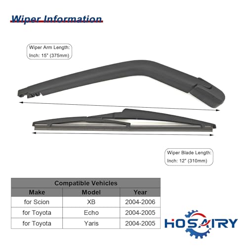 HOSAIRY Rear Wiper Arm Blade Set for Scion XB 20042006 for Toyota EchoYaris 20042005 Rear Windshield Wiper Arm Blade Assembly 8524152010 8524052010 - Image 3