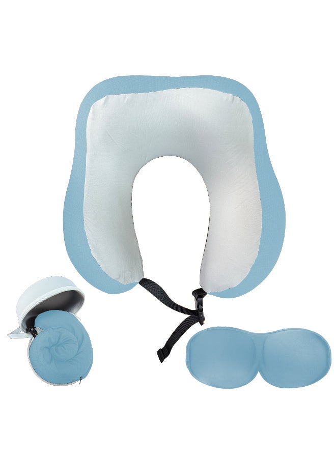 ARABIQO Travel Pillow – 100% Pure Memory Foam Neck Pillow with Breathable Cover, Machine Washable, Airplane Travel Kit with 3D Contoured Eye Mask, Earplugs & Luxury Bag – Standard Size - Image 2