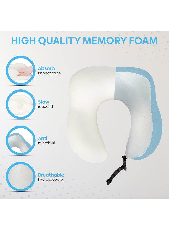 ARABIQO Travel Pillow – 100% Pure Memory Foam Neck Pillow with Breathable Cover, Machine Washable, Airplane Travel Kit with 3D Contoured Eye Mask, Earplugs & Luxury Bag – Standard Size - Image 5