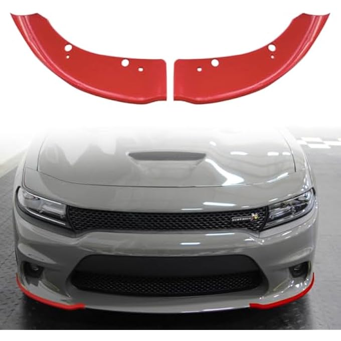 Collect Light Front Bumper Lip Splitter Protector For 2015-2024 Dodge Charger Scat Pack/SRT 2019-2024 Charger GT/RT Front Splitter (Red) - Image 1