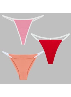 Yohannes Club Women, 3-Piece String Set, (Brazilian, T-Thong and Thong String Set), Salmon, Red, Powder  - Image 1
