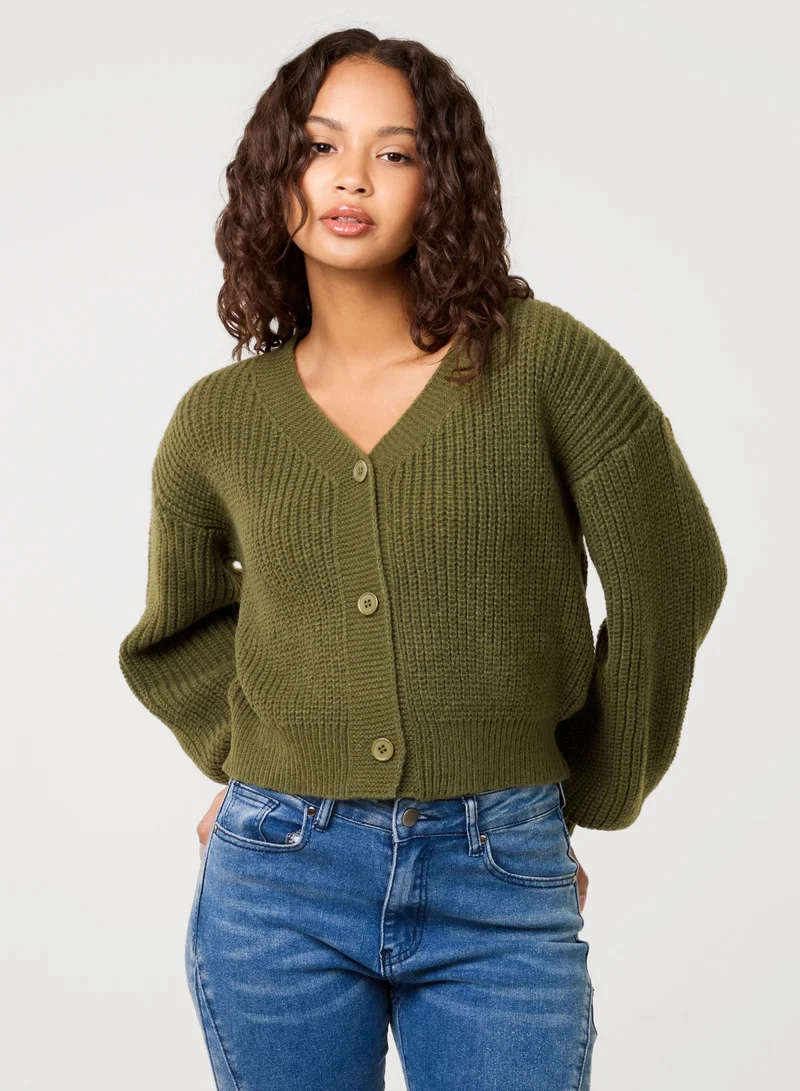 Cropped Button Cardigan