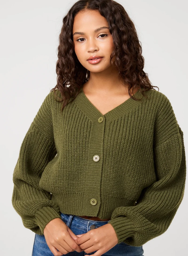 بينك فانيلا كارديجان قصير بأزرار