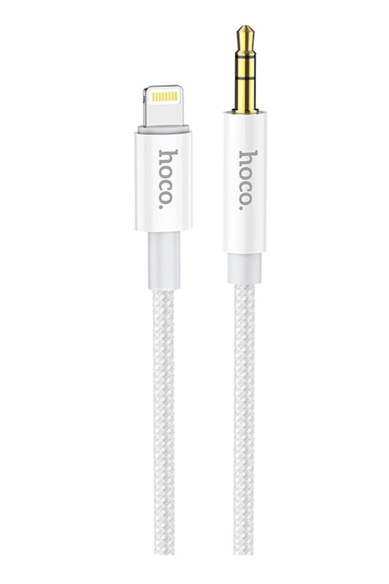 Hoco UPA19 - Digital Audio Conversion Cable, Lightning To 3.5mm AUX Audio Cable (Length = 1M), Compatible with iPhone, iPad - Silver - Image 1