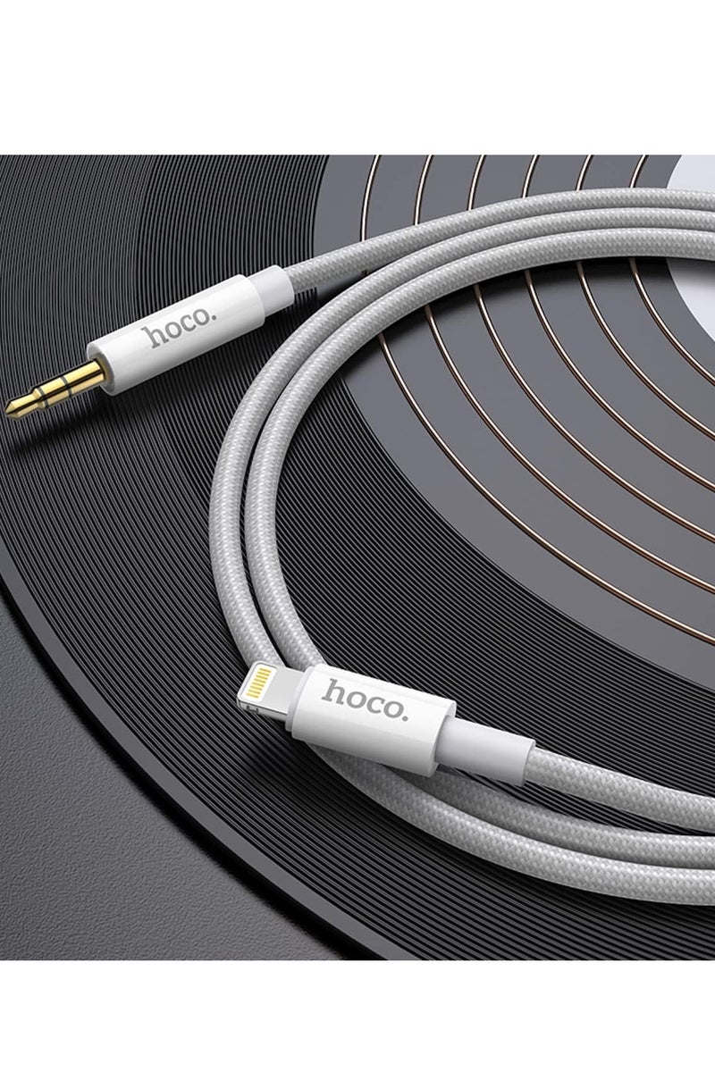Hoco UPA19 - Digital Audio Conversion Cable, Lightning To 3.5mm AUX Audio Cable (Length = 1M), Compatible with iPhone, iPad - Silver - Image 3