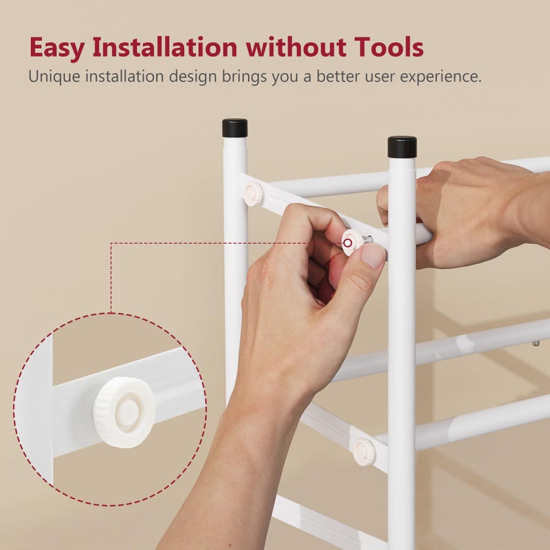 Tajsoon Expandable Shoe Rack for Closet 3 Tier, 28â€œ-41â€œAdjustable & Stackable Shoe Shelf Storage, Metal Shoe Rack Organizer for Front Door Entrance, Closet, Garage, Entryway, White - Image 2