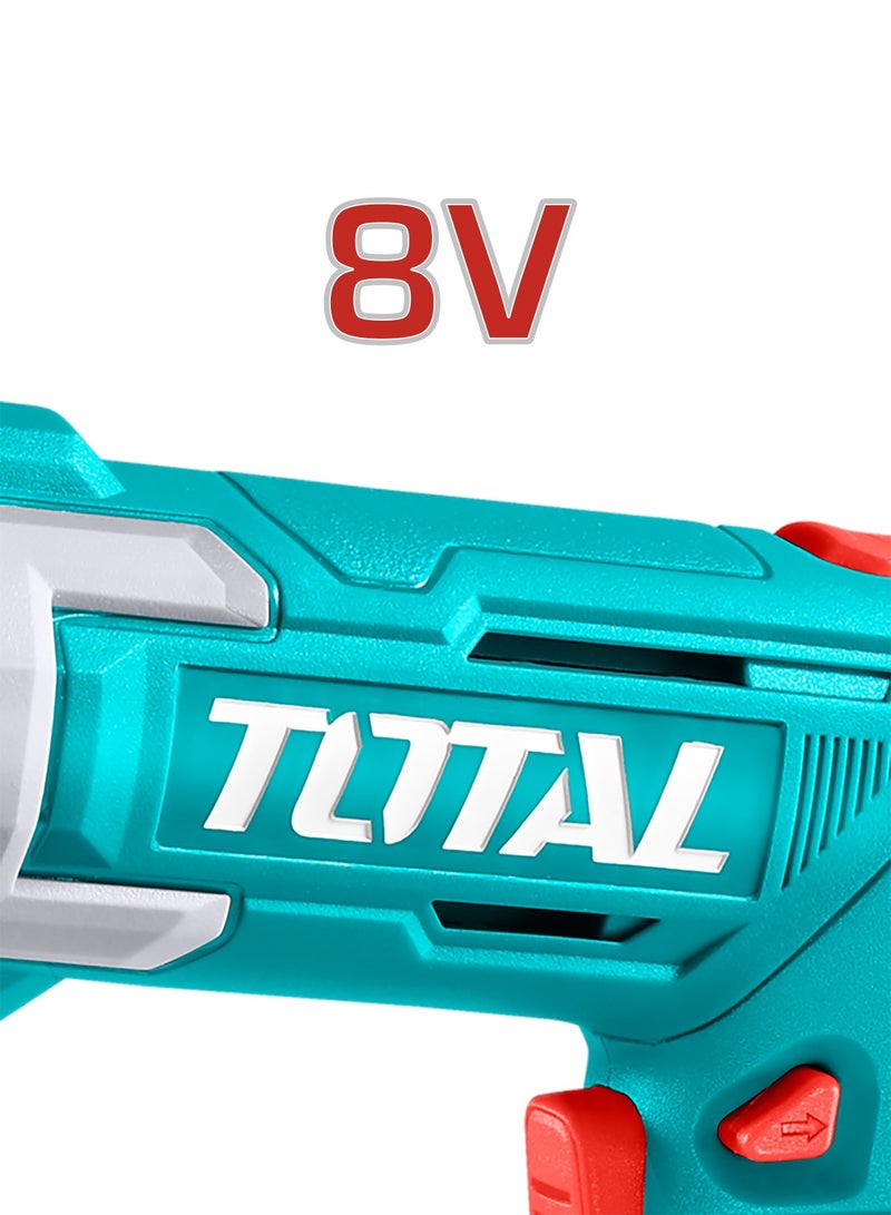TOTAL 8V Cordless Screwdriver with 2-Position Adjustable Handle - 1/4" Hex Dual-Shape Power Driver with 15+1 Torque Settings, USB-C Charging & 16pc Accessory Kit - TSDLI08025 - Image 5