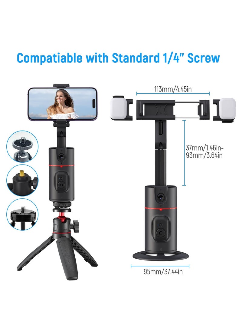 BORTONY - Auto Face Tracking Tripod with Remote Control Smart Selfie Stick Object Tracking Holder Selfie Stick 360° Rotation Smart Shooting Holder Gesture Control for Live Vlog Streaming Video Black Auto Face T - Image 1