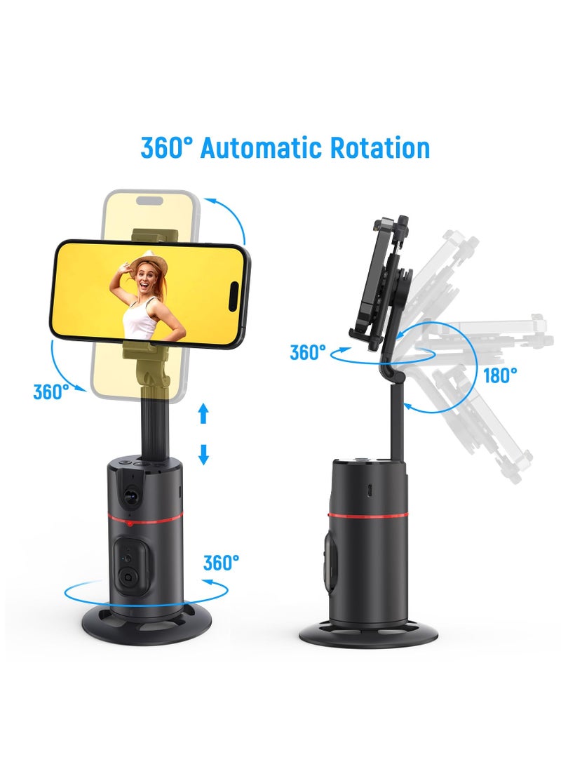 BORTONY - Auto Face Tracking Tripod with Remote Control Smart Selfie Stick Object Tracking Holder Selfie Stick 360° Rotation Smart Shooting Holder Gesture Control for Live Vlog Streaming Video Black Auto Face T - Image 1