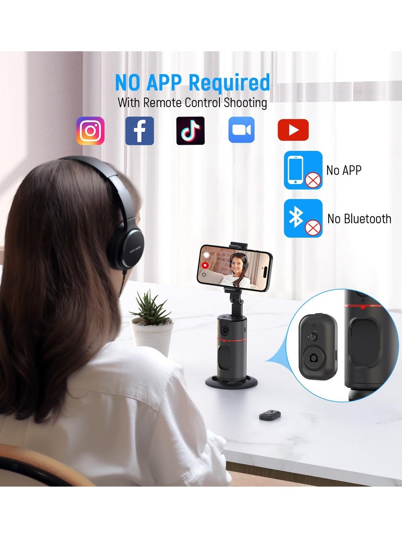 BORTONY - Auto Face Tracking Tripod with Remote Control Smart Selfie Stick Object Tracking Holder Selfie Stick 360° Rotation Smart Shooting Holder Gesture Control for Live Vlog Streaming Video Black Auto Face T - Image 1
