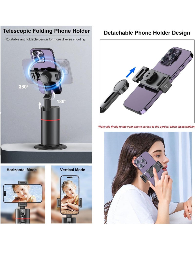 BORTONY - Auto Face Tracking Tripod with Remote Control Smart Selfie Stick Object Tracking Holder Selfie Stick 360° Rotation Smart Shooting Holder Gesture Control for Live Vlog Streaming Video Black Auto Face T - Image 1