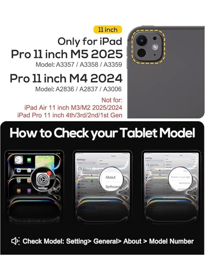 Compatible with iPad Pro 11 inch M5 2025 and M4 2024 Slide Camera Cover All Coverage Auto Wake Flip Leather Case Multi-angle Folding Style - Image 2