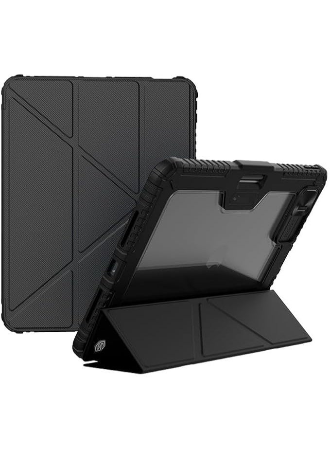 Compatible with iPad Pro 11 inch M5 2025 and M4 2024 Slide Camera Cover All Coverage Auto Wake Flip Leather Case Multi-angle Folding Style - Image 1
