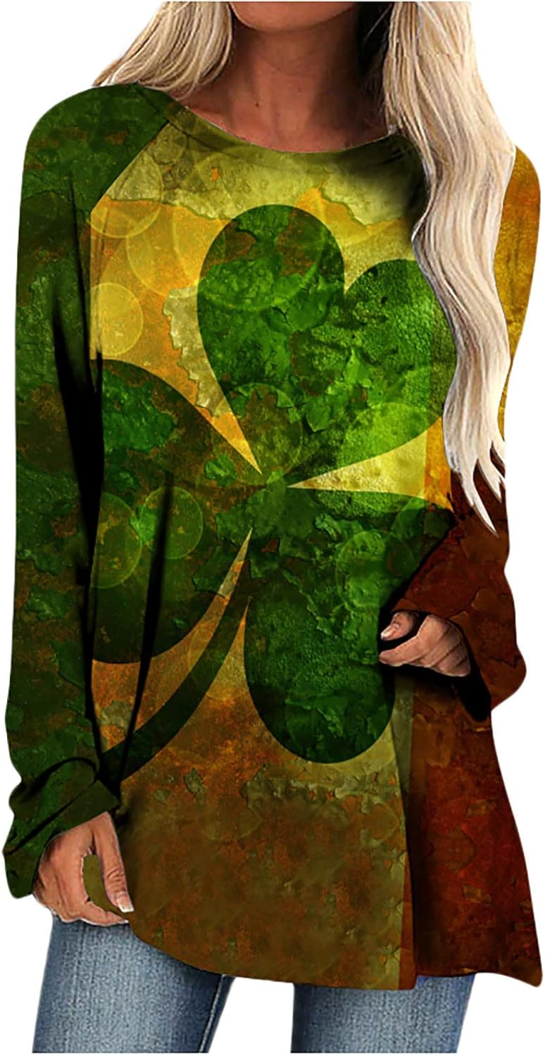 cheekyglo St Patricks Day Sweatshirts for Women Loose Long Sleeve Shirts Shamrock Print Blouse Saint Patricks Day Pullover Tops - Image 1