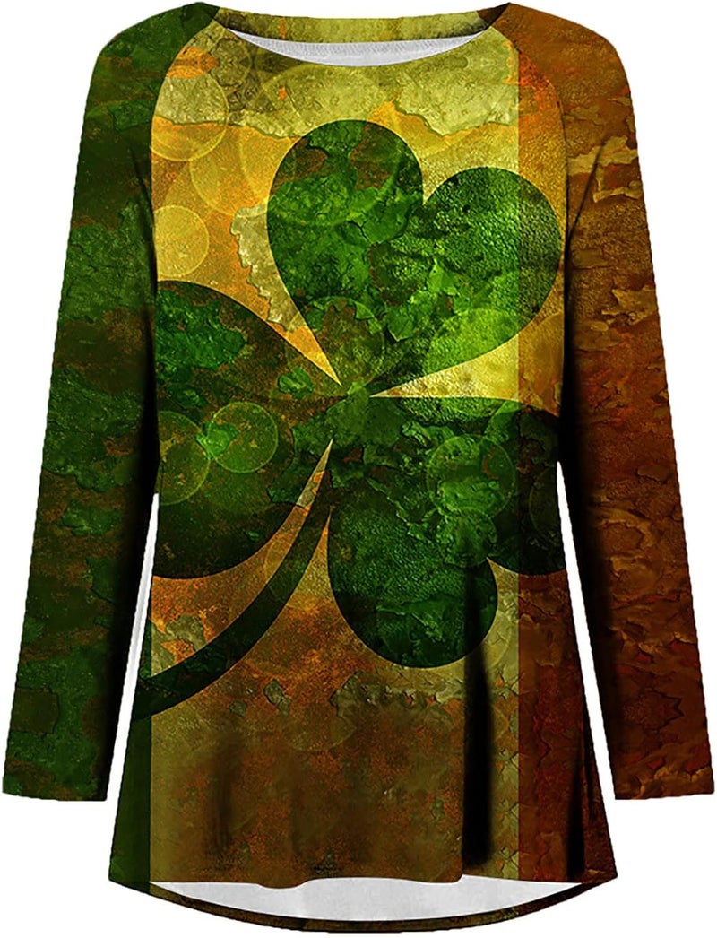 cheekyglo St Patricks Day Sweatshirts for Women Loose Long Sleeve Shirts Shamrock Print Blouse Saint Patricks Day Pullover Tops - Image 4