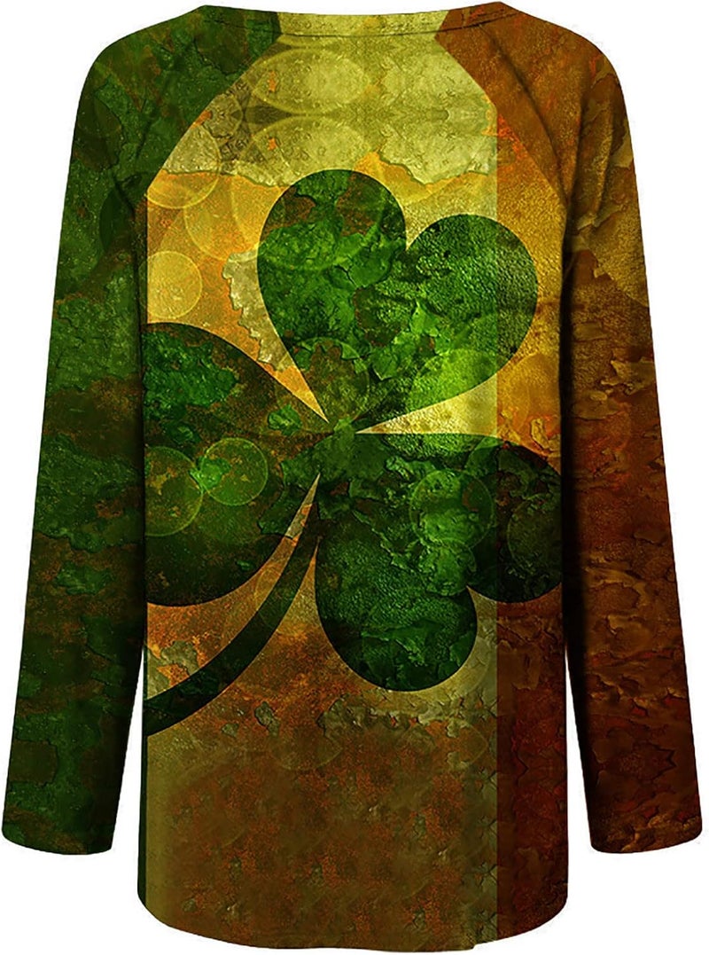 cheekyglo St Patricks Day Sweatshirts for Women Loose Long Sleeve Shirts Shamrock Print Blouse Saint Patricks Day Pullover Tops - Image 5