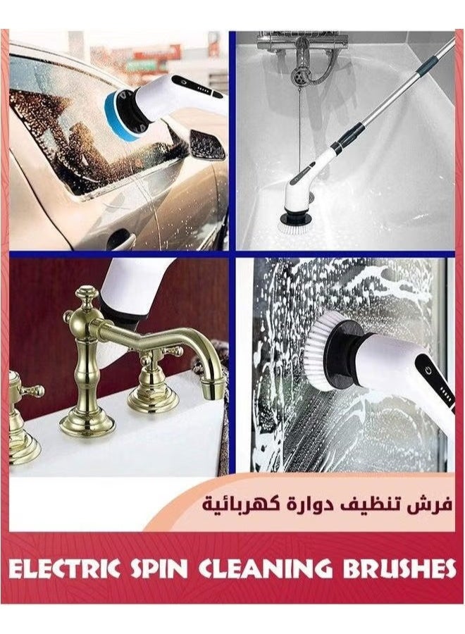 EETU Electric Spin Scrubber,Cordless Powerful Scrub Brush For Cleaning Bathroom,Kitchen,Shower Tub And Floor Tile With Adjustable Extension Long Handle 7 Replaceable Heads,White - Image 4