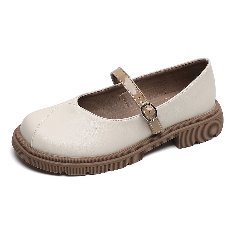 Womens Mary Jane Chunky Heel Pumps 2023 Apricot 