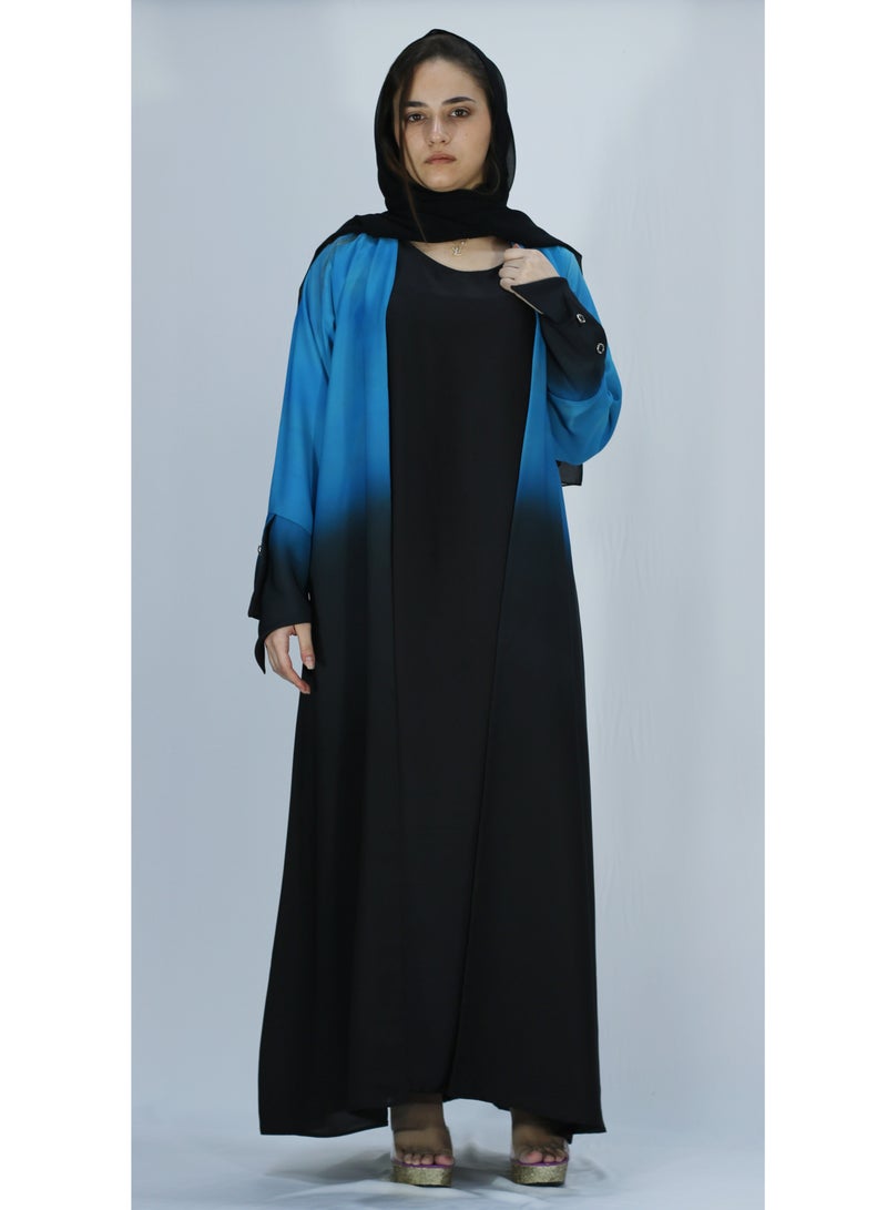 عباءات كريب طبقة واحده باللون الأسود و الأزرق - Image 1