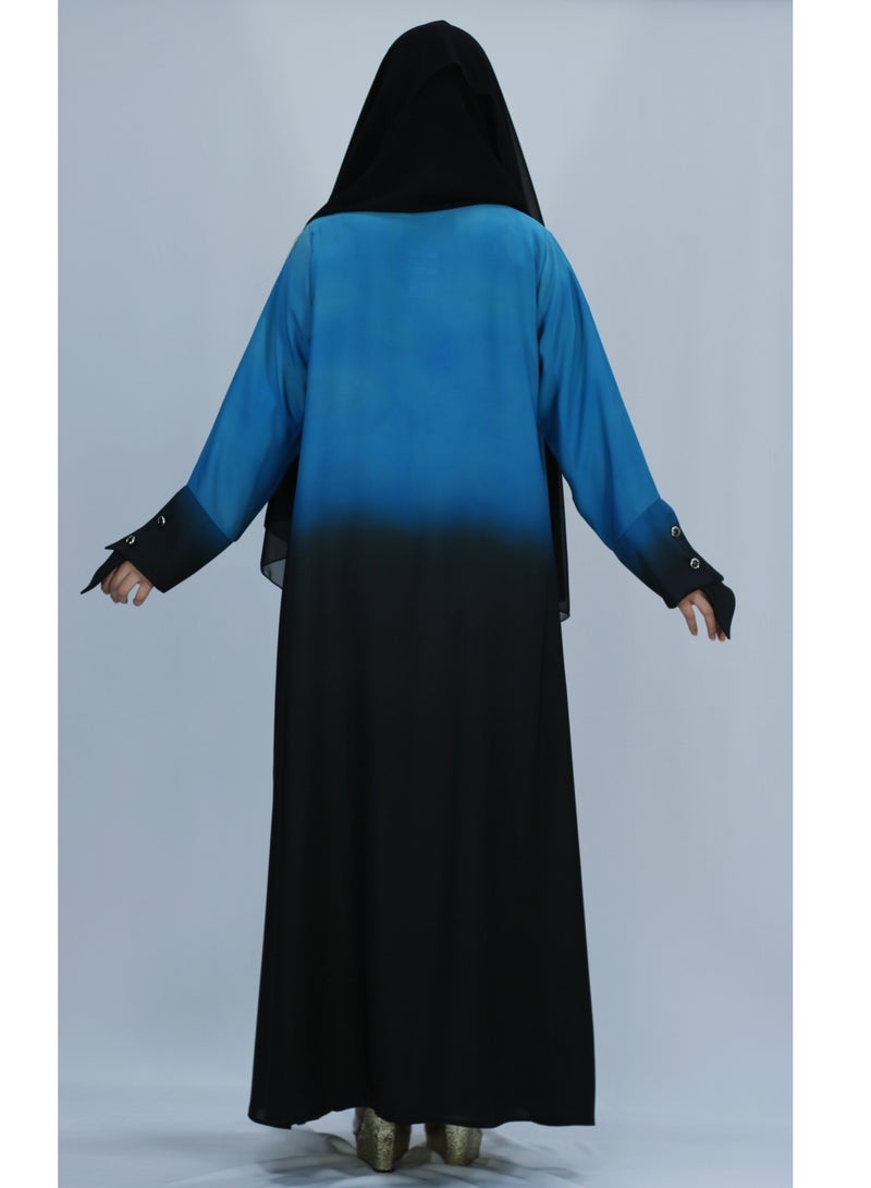 عباءات كريب طبقة واحده باللون الأسود و الأزرق - Image 3