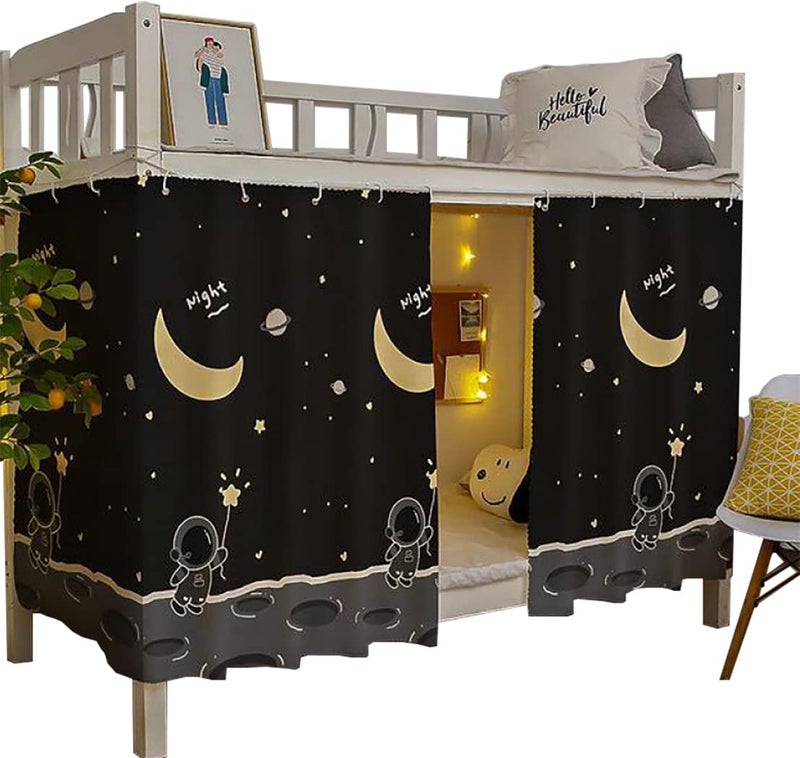 Teanea Bottom Bunk Bed Curtains Privacy Cloth Underbed Curtains for Low Loft Bed Twin 2 Panels Spaceman