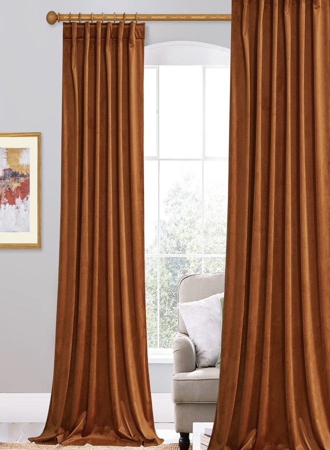 StangH Burnt Orange Velvet Curtains - Luxury Holiday Home Decoration Heavy Thick Backdrops Light Blocking Thermal Insulated Drapes for Bedroom, W52 x L84 inches, 1 Panel - Image 1