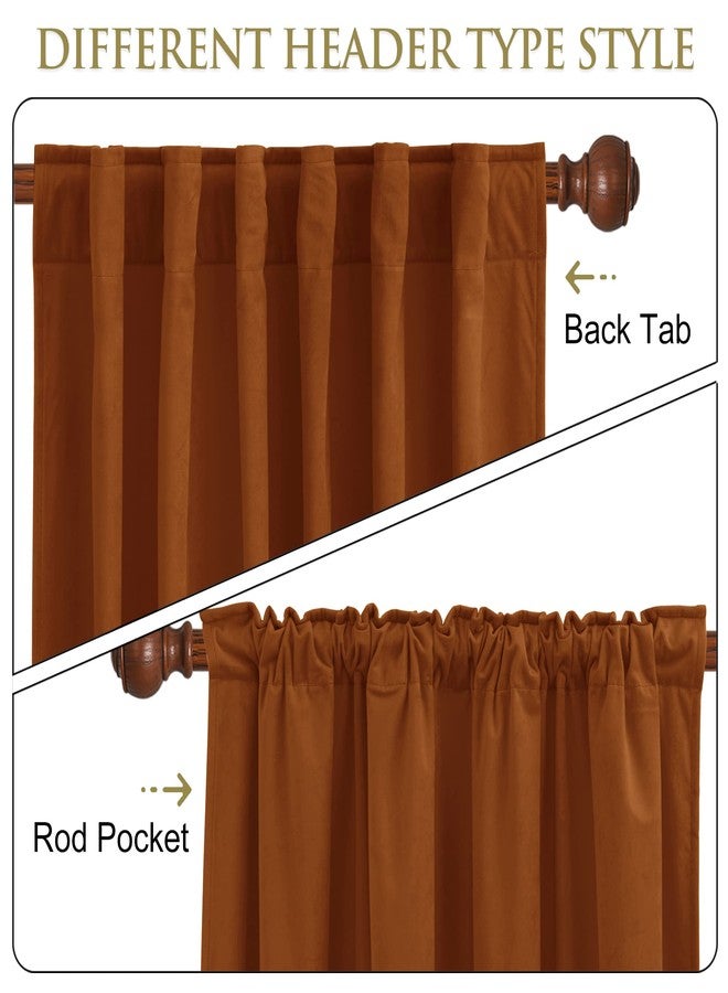 StangH Burnt Orange Velvet Curtains - Luxury Holiday Home Decoration Heavy Thick Backdrops Light Blocking Thermal Insulated Drapes for Bedroom, W52 x L84 inches, 1 Panel - Image 2