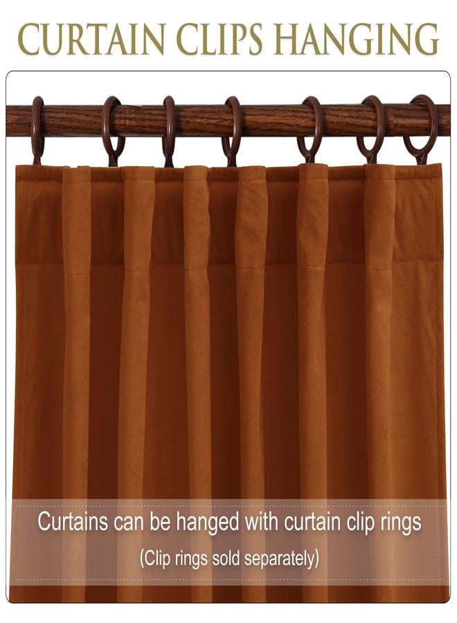 StangH Burnt Orange Velvet Curtains - Luxury Holiday Home Decoration Heavy Thick Backdrops Light Blocking Thermal Insulated Drapes for Bedroom, W52 x L84 inches, 1 Panel - Image 3