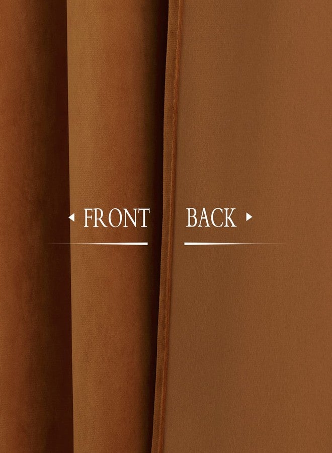 StangH Burnt Orange Velvet Curtains - Luxury Holiday Home Decoration Heavy Thick Backdrops Light Blocking Thermal Insulated Drapes for Bedroom, W52 x L84 inches, 1 Panel - Image 5