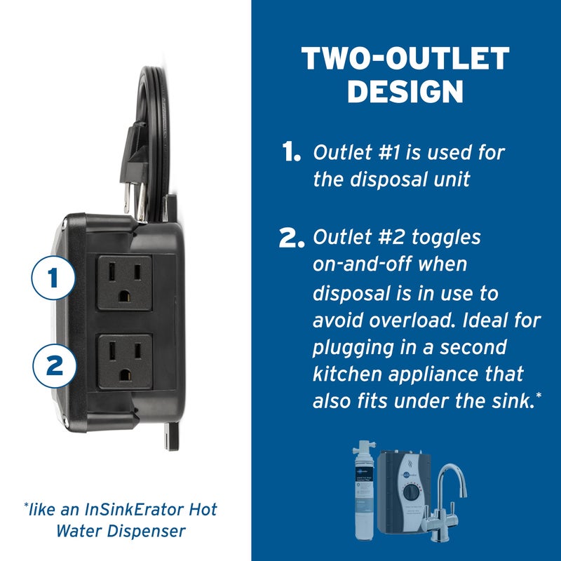 INSINKERATOR Garbage Disposal Air Switch Kit, Dual Outlet Sink Top Switch Button for All INSINKERATOR Food Waste Disposer Models, Chrome/White STS-OO - Image 2