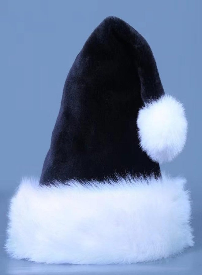 LKQBBSZ Christmas Hat Santa Claus Hats Thicken Xmas Holiday Hat Women Men for Christmas New Year Festive Party Supplies (Black-Adult) - Image 3