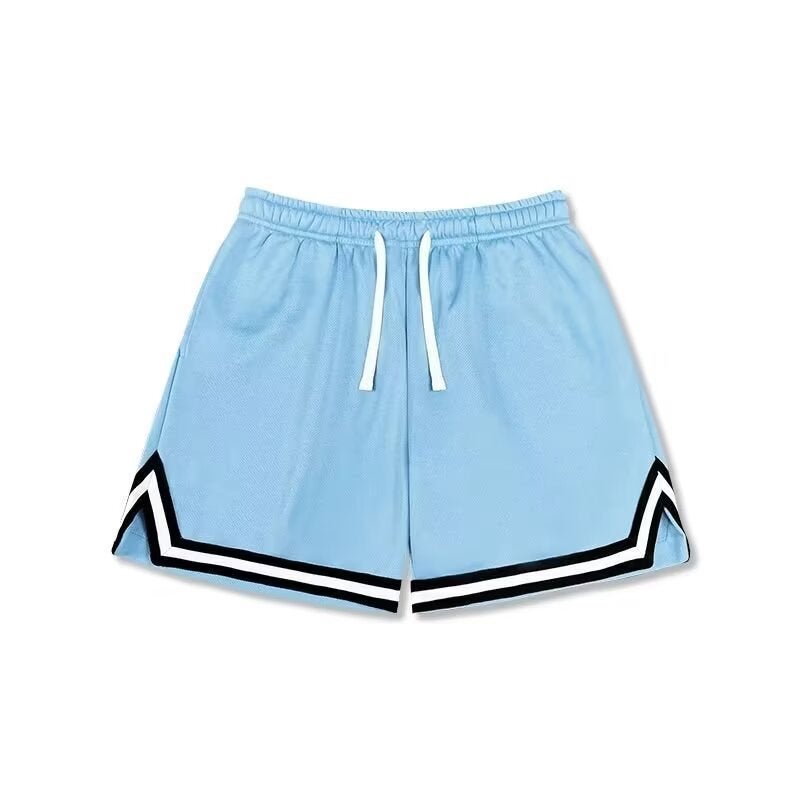 American Basketball Shorts Mens Summer Thin Loose Sports Pants Mens Fashion Brand Ice Silk Quick-drying Casual Pants Light blue 