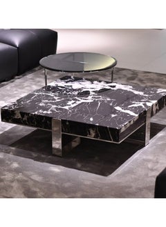 Neo Front Neo Front Luxurious Square Coffee Table: Handcrafted with Napoleon Black Marble and Artistically Modeled Mirrored Stainless Steel 100*100*32 cm FA920  - Image 2