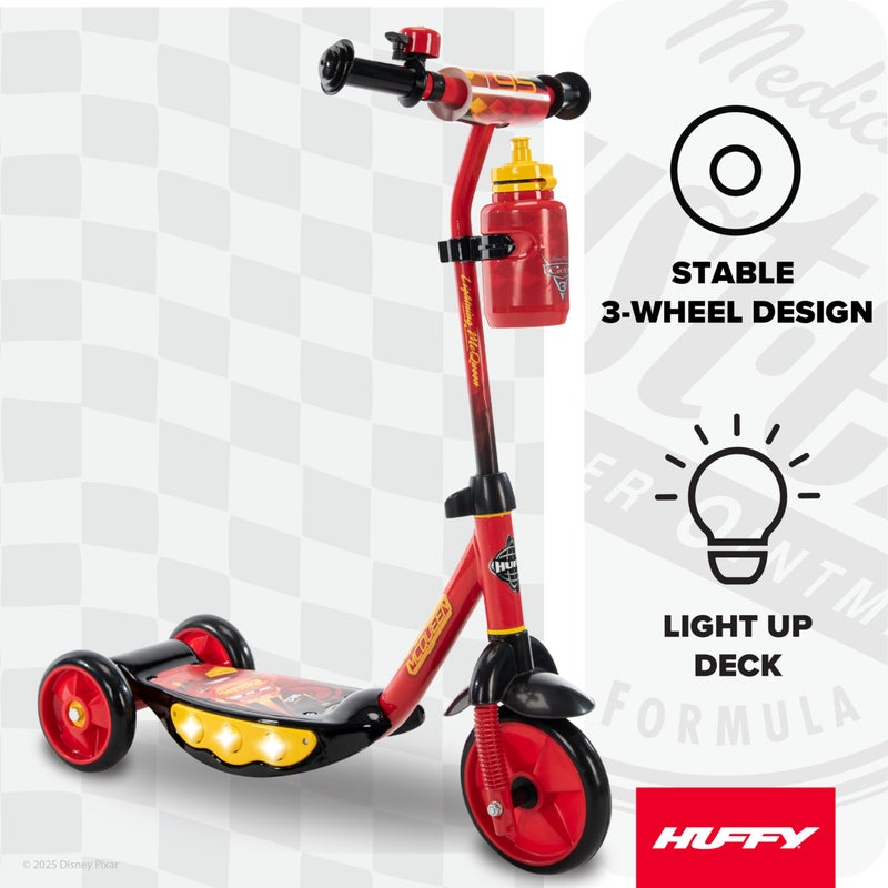 Huffy سكوتر هافي ديزني بيكسار كارس لمرحلة ما قبل المدرسة مع أضواء، جرس، وزجاجة ماء، أحمر سوبرهيرو - Image 2