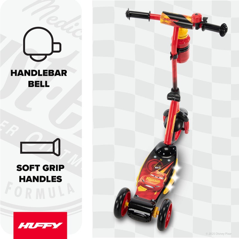 Huffy سكوتر هافي ديزني بيكسار كارس لمرحلة ما قبل المدرسة مع أضواء، جرس، وزجاجة ماء، أحمر سوبرهيرو - Image 3