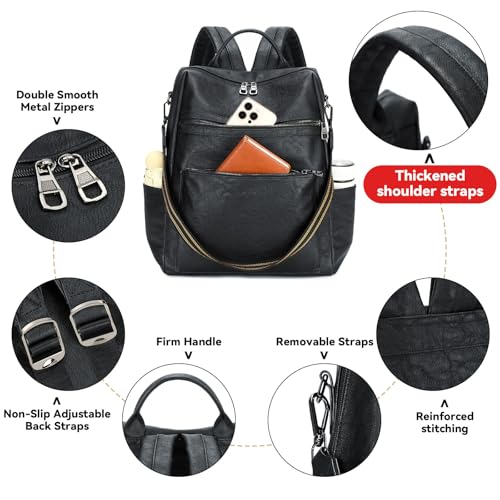 AGLOD Vegan Leather Laptop Backpack for Women 156 Inch Work Backpack Purse for Travel College - Image 3