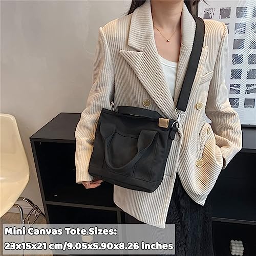 MINGRI Large Tote Bag for Women,Canvas Totes Bags with Pockets,Crossbody Purse Hobo Handbag with Zipper,Shoulder Satchel Messenger Bag with Compartments for Work,Shopping,Beach,,with Long Strap,2 Sizes - Image 3