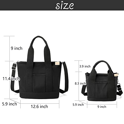 MINGRI Large Tote Bag for Women,Canvas Totes Bags with Pockets,Crossbody Purse Hobo Handbag with Zipper,Shoulder Satchel Messenger Bag with Compartments for Work,Shopping,Beach,,with Long Strap,2 Sizes - Image 2