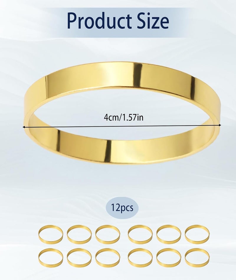 BdelrinQue 12Pcs Napkin Rings, Golden Napkin Holder for Dining Table, Elegant Napkin Ring for Wedding Receptions, Holiday Feasts, Formal Dinner Settings - Image 2