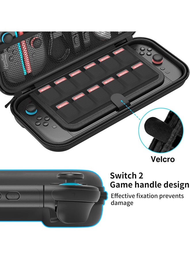 سجيت حقيبة حمل لـ Nintendo Switch 2، 16 في 1، مع 12 فتحة لبطاقات الألعاب، واقيات شاشة، غلاف واقٍ، وأغطية مقابض لإكسسوارات Switch 2 - Image 2