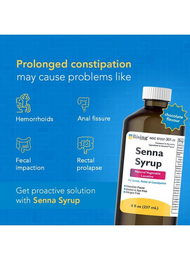 Rising Health Natural Vegetable Laxative - Senna Sennosides Syrup 8.8mg/5ml - Constipation Relief - Chocolate Flavor - Compared to Senokot® Syrup - Image 4