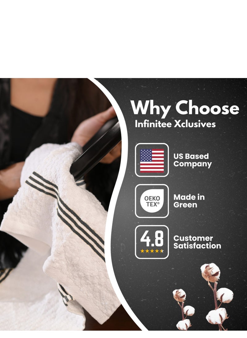 Infinitee Xclusives Infinitee Xclusives Premium Kitchen Towels – Pack of 12, 100% Cotton 40cm x 70cm Absorbent Dish Towels - 425 GSM Tea Towel, Terry Kitchen Dishcloth Towels- Black Dish Cloth for Household Cleaning  - Image 5