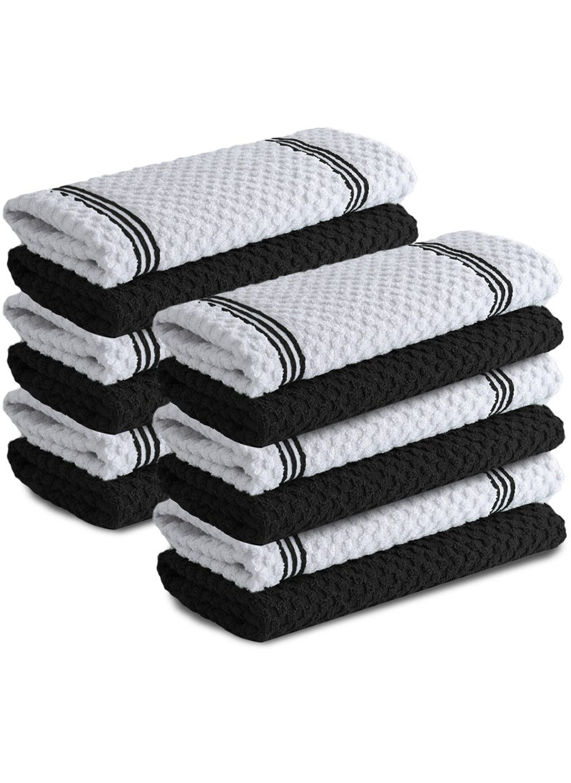 Infinitee Xclusives Infinitee Xclusives Premium Kitchen Towels – Pack of 12, 100% Cotton 40cm x 70cm Absorbent Dish Towels - 425 GSM Tea Towel, Terry Kitchen Dishcloth Towels- Black Dish Cloth for Household Cleaning  - Image 1