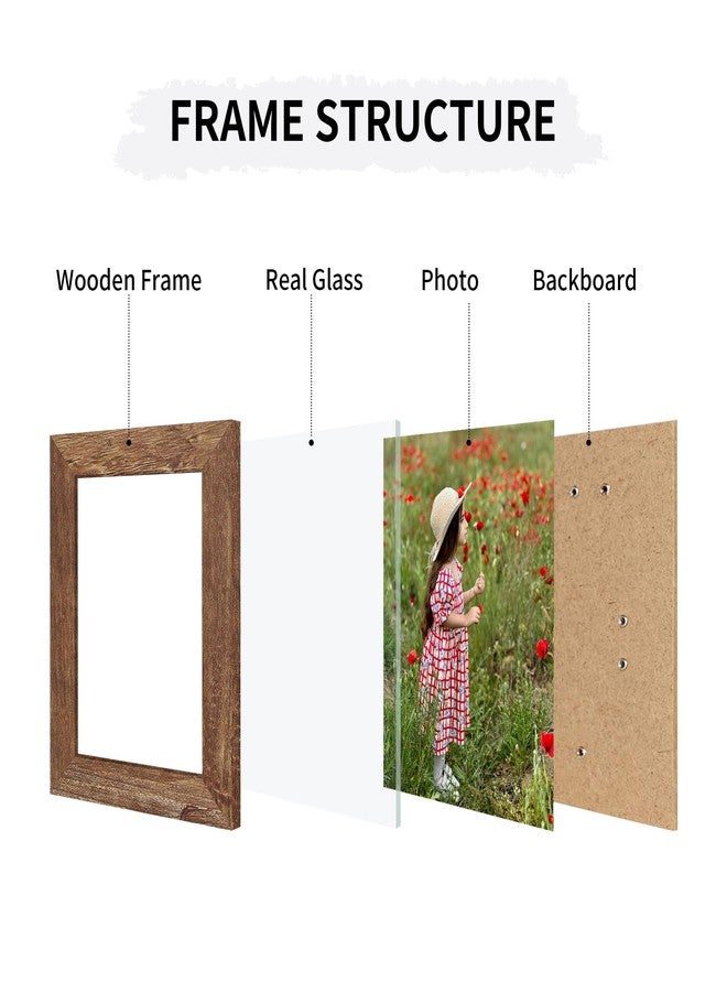 ccdcc 4x6 Collage Picture Frames Set of 2, Rustic Wooden Real Glass Vertical Hanging 3 Opening 4 by 6 Photo Frame, Rustic Brown - Image 3