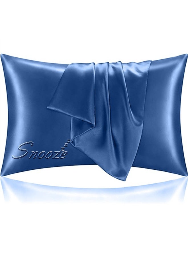 snooze Buy one Get one,Snooze Satin Pillowcase for Hair and Skin, 48,70 cm (Off-white & Blue)  - Image 2