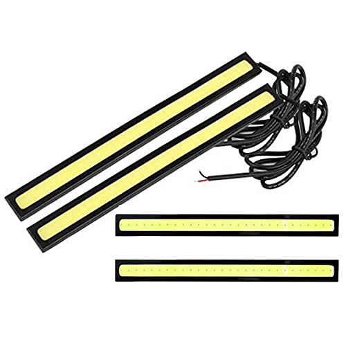 YankMooM 4Pieces Daytime Running Lights DRL Led Strip for Cars Waterproof COB Lights Truck Boat Bike Universal 17CM 12V Driving Lighting(White) - Image 1
