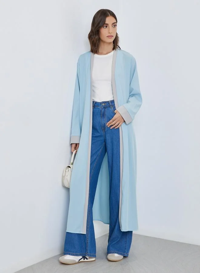 Take Two Take Two Contrast Edge Open Front Kimono