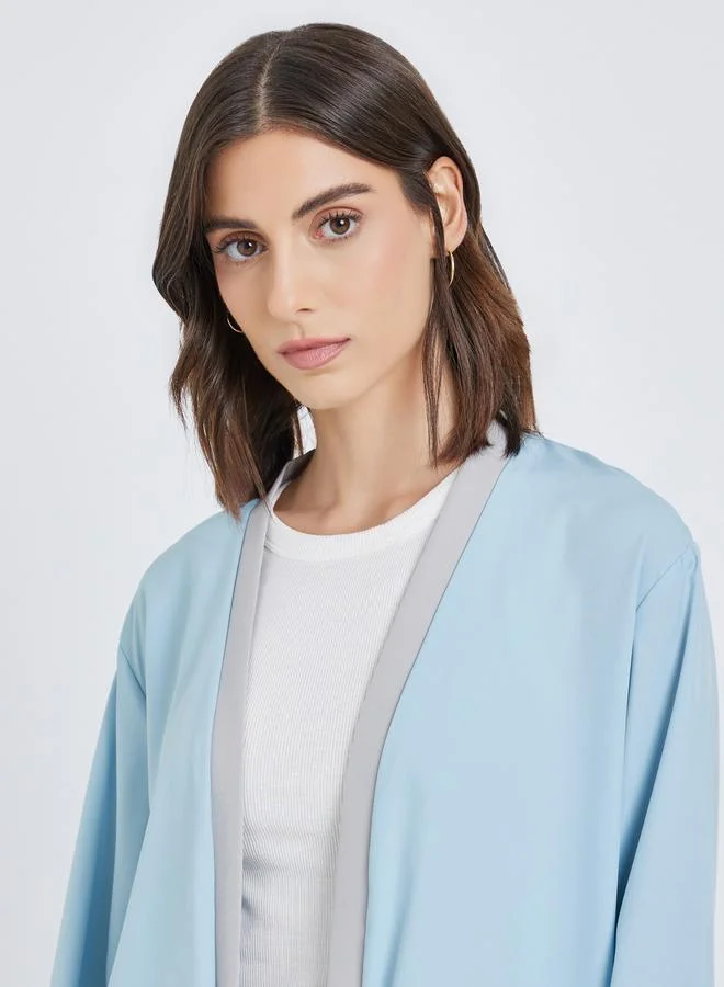 Take Two Take Two Contrast Edge Open Front Kimono