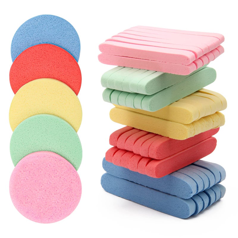 120 قطعة إسفنجة وجه مضغوطة لوكزيف 5 ألوان إسفنجة تنظيف الوجه لمتخصصي التجميل إسفنجة مكياج مضغوطة إسفنجة وجه دائرية لغسل الوجه للنساء إسفنجة تقشير وإزالة مضغوطة بألوان مختلطة A